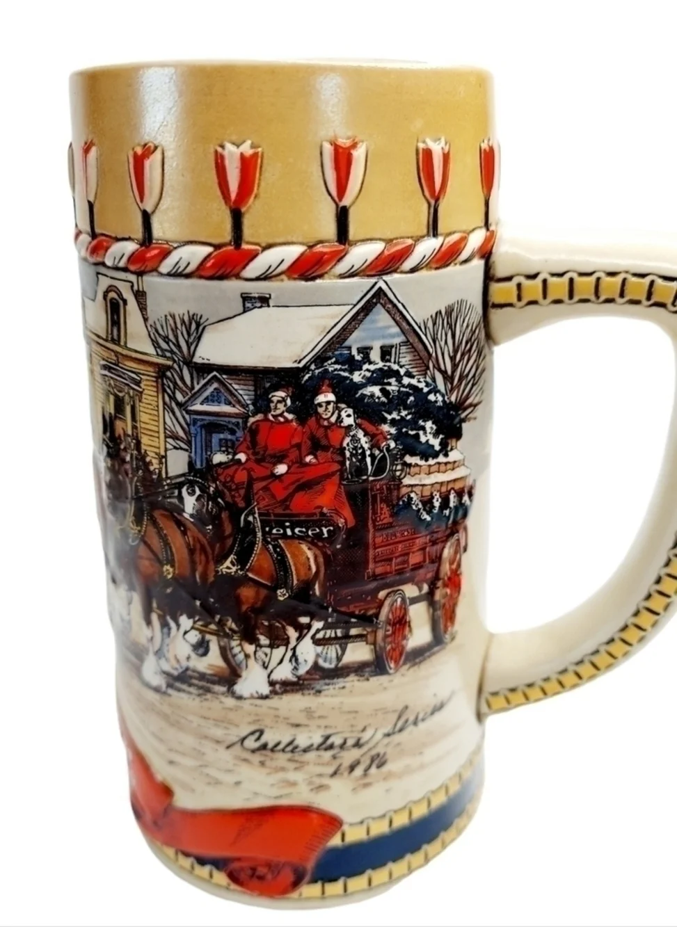 Budweiser Holiday Steins Collectible Holiday Stein Series (Year 1986) 2 Beer Mug